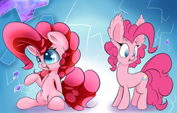 Size: 1280x819 | Tagged: safe, artist:madacon, imported from derpibooru, pinkie pie, belly button, female, impossibly large ears, self ponidox, solo, style emulation