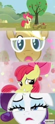 Size: 428x960 | Tagged: safe, imported from derpibooru, apple bloom, rarity, trenderhoof, simple ways, crack shipping, cute, female, floppy ears, male, needs more jpeg, shipping, straight, trenderbloom