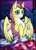 Size: 708x991 | Tagged: safe, artist:dezy-x29, imported from derpibooru, fluttershy, alternate hairstyle, bed, chest fluff, female, looking at you, pillow, solo