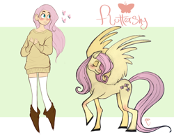 Size: 1024x791 | Tagged: safe, artist:lyorixa, imported from derpibooru, fluttershy, human, clothes, female, human ponidox, humanized, solo, sweatershy