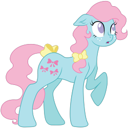 Size: 3051x3051 | Tagged: safe, artist:frenchifries, imported from derpibooru, bowtie (g1), bow tie (g1), female, g1, g1 to g4, g4, generation leap, raised hoof, simple background, solo, transparent background