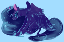 Size: 2700x1786 | Tagged: safe, artist:marshmellowcannibal, imported from derpibooru, princess luna, crying, female, sad, simple background, sitting, solo