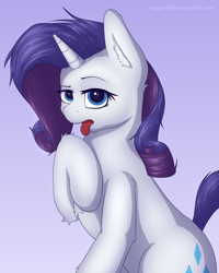 Size: 1280x1600 | Tagged: safe, artist:staggeredline, imported from derpibooru, rarity, behaving like a cat, female, looking at you, solo, tongue out