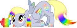 Size: 1472x543 | Tagged: safe, artist:suenden-hund, imported from derpibooru, derpy hooves, pegasus, pony, female, food, mare, muffin, rainbow power, rainbow power-ified, simple background, solo, transparent background