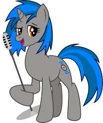 Size: 1947x2333 | Tagged: safe, artist:brisineo, imported from derpibooru, oc, oc only, oc:homage, pony, unicorn, fallout equestria, fanfic, fanfic art, female, horn, mare, microphone, open mouth, simple background, solo, transparent background, vector