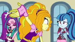 Size: 1366x768 | Tagged: safe, imported from derpibooru, screencap, adagio dazzle, aria blaze, sonata dusk, equestria girls, rainbow rocks, facepalm, gritted teeth, the dazzlings, upset