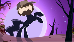 Size: 638x363 | Tagged: safe, imported from derpibooru, the headless horse, headless horse, sleepless in ponyville, game grumps, halloween, jontron, leaves, moon, new head, tree