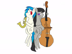 Size: 2048x1536 | Tagged: safe, artist:stormytheloner, imported from derpibooru, dj pon-3, octavia melody, vinyl scratch, cello, duo, musical instrument, saxophone