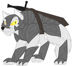 Size: 859x779 | Tagged: safe, artist:faith-wolff, imported from derpibooru, oc, oc only, oc:sotiris, wolf, armor, game of thrones, sword