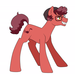 Size: 2048x2048 | Tagged: safe, artist:kianamai, imported from derpibooru, oc, oc only, oc:epic parody, pony, kilalaverse, glasses, grin, male, next generation, offspring, parent:cheese sandwich, parent:unnamed oc, parents:canon x oc, simple background, solo, stallion, white background