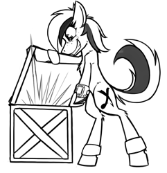 Size: 1108x1147 | Tagged: safe, artist:ralek, imported from derpibooru, oc, oc only, oc:hidden fortune, fallout equestria, fallout equestria: treasure hunting, monochrome, solo