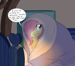 Size: 1280x1120 | Tagged: dead source, safe, artist:rainbowscreen, imported from derpibooru, fluttershy, ask the gaylord, blanket, butterscotch, rule 63