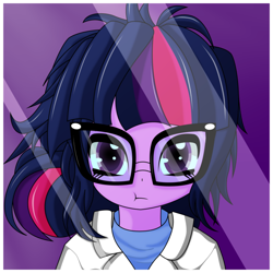 Size: 1000x1000 | Tagged: safe, artist:an-m, imported from derpibooru, sci-twi, twilight sparkle, equestria girls, rainbow rocks, :t, female, glasses, solo