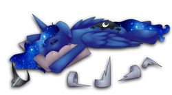 Size: 1800x994 | Tagged: safe, artist:nalenthi, imported from derpibooru, princess luna, female, pillow, sleeping, solo