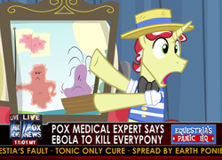 Size: 500x360 | Tagged: safe, imported from derpibooru, flim, leap of faith, ebola, fox news, panic, parody, text