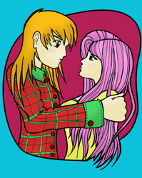 Size: 2409x3031 | Tagged: safe, artist:cookye306, imported from derpibooru, big macintosh, fluttershy, human, female, fluttermac, humanized, male, shipping, straight