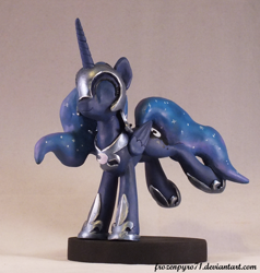 Size: 800x842 | Tagged: safe, artist:frozenpyro71, imported from derpibooru, nightmare moon, princess luna, armor, clothes, costume, craft, cute, eyes closed, female, figurine, nicemare moon, nightmare night costume, sculpture, smiling, solo, warrior luna