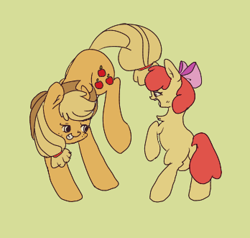 Size: 348x331 | Tagged: safe, artist:humming-way, imported from derpibooru, apple bloom, applejack, simple background