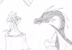 Size: 3101x2172 | Tagged: safe, artist:maximirusupauaa, imported from derpibooru, dragon, male, monochrome