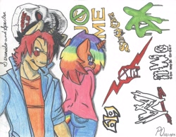 Size: 3280x2544 | Tagged: safe, imported from derpibooru, oc, oc only, anthro, cm punk, d-generation x, john cena, meme, nwo, rey mysterio, signature, sin cara, stone cold steve austin, wwe