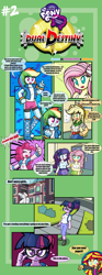 Size: 2300x6200 | Tagged: safe, artist:danmakuman, artist:thebrokencog, imported from derpibooru, applejack, fluttershy, pinkie pie, rainbow dash, rarity, sci-twi, sunset shimmer, twilight sparkle, equestria girls, canterlot high, clothes, comic, equestria girls logo, equestria girls: dual destiny, humane five, humane seven, humane six, skirt, tanktop