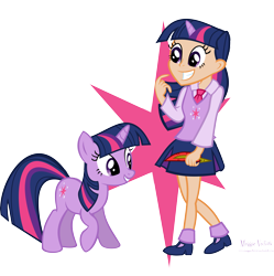 Size: 5196x5224 | Tagged: safe, artist:meganlovesangrybirds, imported from derpibooru, twilight sparkle, human, absurd resolution, duo, horned humanization, human ponidox, humanized