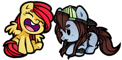 Size: 900x445 | Tagged: safe, artist:pepooni, imported from derpibooru, oc, oc only, oc:peppy pines, pegasus, pony, female, hat, mare, pen, smiling