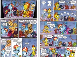 Size: 1199x892 | Tagged: safe, artist:jay fosgitt, idw, imported from derpibooru, rainbow dash, spitfire, pegasus, pony, friends forever, spoiler:comic, spoiler:comicff11, goggles, idw advertisement, pony hat, preview