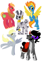 Size: 3012x4418 | Tagged: safe, artist:ssnugglepunk, imported from derpibooru, big macintosh, derpy hooves, king sombra, spitfire, zecora, earth pony, pony, zebra, male, stallion