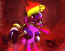 Size: 1500x1180 | Tagged: safe, artist:atryl, imported from derpibooru, screwball, pony, baseball bat, mouth hold, nailbat, the trotting dead, the walking dead, tongue hold, tongue out