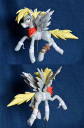 Size: 725x1102 | Tagged: safe, artist:prototypespacemonkey, imported from derpibooru, derpy hooves, pegasus, pony, bandage, craft, defictionalization, epic derpy, female, mare, neckerchief, necklace, reboot, sculpture, sonic boom, underhoof