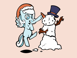 Size: 2048x1536 | Tagged: artist needed, safe, imported from derpibooru, oc, oc only, oc:snowdrop, hat, snowman