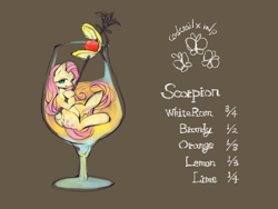 Size: 1000x750 | Tagged: safe, artist:wan, imported from derpibooru, fluttershy, pony, alcohol, cocktail, female, micro, recipe, solo