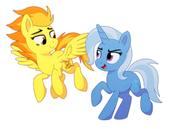 Size: 949x718 | Tagged: safe, artist:thegamblehorse, imported from derpibooru, spitfire, trixie, pegasus, pony, unicorn, female, lesbian, mare, shipping, simple background, transparent background, trixfire