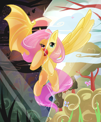 Size: 2330x2811 | Tagged: safe, artist:aaynra, imported from derpibooru, fluttershy, duality, female, flutterbat, solo