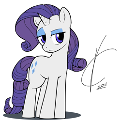 Size: 1198x1210 | Tagged: safe, artist:valcron, imported from derpibooru, rarity, female, frown, looking at you, raised eyebrow, solo, standing