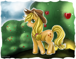 Size: 505x392 | Tagged: safe, artist:denine thode, imported from derpibooru, applejack, female, solo