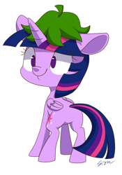 Size: 748x1070 | Tagged: safe, artist:sion, imported from derpibooru, twilight sparkle, alicorn, pony, female, looking back, mare, smiling, solo, twilight sparkle (alicorn)