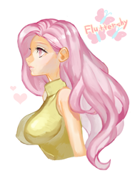 Size: 700x924 | Tagged: safe, artist:nitronic, imported from derpibooru, fluttershy, human, breasts, busty fluttershy, female, humanized, solo