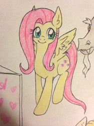 Size: 480x640 | Tagged: safe, artist:ameliacostanza, imported from derpibooru, discord, fluttershy, traditional art