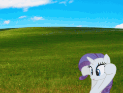 Size: 640x480 | Tagged: safe, imported from derpibooru, rarity, animated, bliss, bliss xp, female, meme, puffy cheeks, summoning, wat, webcore, windows xp