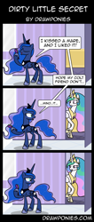 Size: 850x2000 | Tagged: safe, artist:drawponies, imported from derpibooru, princess celestia, princess luna, blushing, comic, i kissed a girl, katy perry, song reference