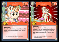 Size: 1696x1210 | Tagged: safe, artist:flash equestria photography, imported from derpibooru, oc, oc only, oc:sweet cream, card, ccg, enterplay, fake, merchandise, mlp trading card game