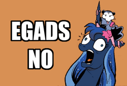 Size: 526x357 | Tagged: safe, artist:andypriceart, idw, imported from derpibooru, princess luna, tiberius, opossum, egads no, no, reaction image