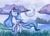 Size: 1000x715 | Tagged: safe, artist:wingykora, imported from derpibooru, princess luna, eyes closed, female, moon, night, raised hoof, solo, traditional art