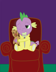 Size: 1620x2096 | Tagged: safe, artist:spellboundcanvas, imported from derpibooru, spike, clothes, cute, footed sleeper, hug, pajamas, spikabetes, teddy bear