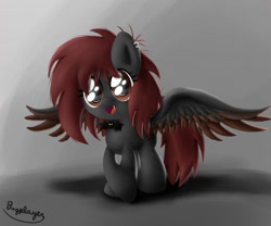 Size: 979x816 | Tagged: safe, artist:bugplayer, imported from derpibooru, oc, oc only, oc:spiral night, bat, pegasus, pony, crossed hooves, ear piercing, earring, female, jewelry, mare, piercing, solo