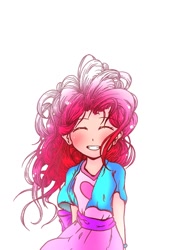 Size: 700x950 | Tagged: safe, artist:zat, imported from derpibooru, pinkie pie, equestria girls, beautiful, blushing, cute, diapinkes, eyes closed, female, happy, simple background, smiling, solo, white background