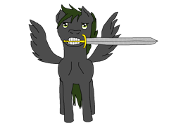 Size: 1300x1000 | Tagged: safe, artist:patec, imported from derpibooru, oc, oc only, oc:xormak, mouth hold, simple background, solo, sword, transparent background