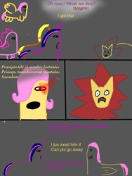 Size: 1024x1365 | Tagged: safe, artist:twolotsporkle, imported from derpibooru, fluttershy, pinkie pie, twilight sparkle, manticore, 1000 hours in ms paint, ms paint